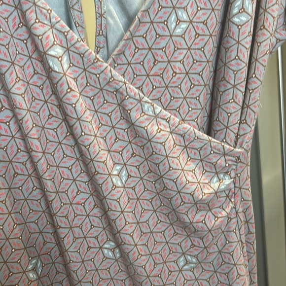 PATAGONIA Bay Laurel Faux Wrap Geometric Knot Back Stretch Dress Women Size L - Picture 8 of 13